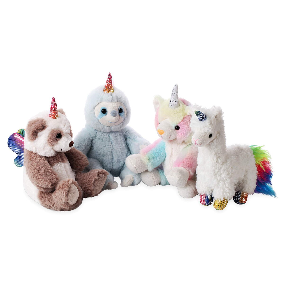 Set of animal plush with unicorn horns